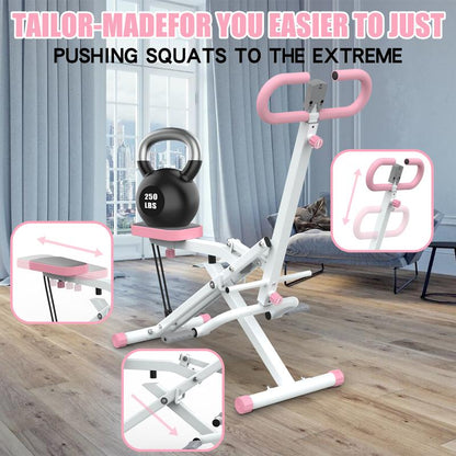 Home Squat Machine with Adjustable Resistance Bands, Rodeocore Exercise Equipment for Glutes, Thighs, and Core, Foldable Design, 330LBS Capacity, Ideal for Ab, Back, and Leg Press, Perfect Christmas Gift